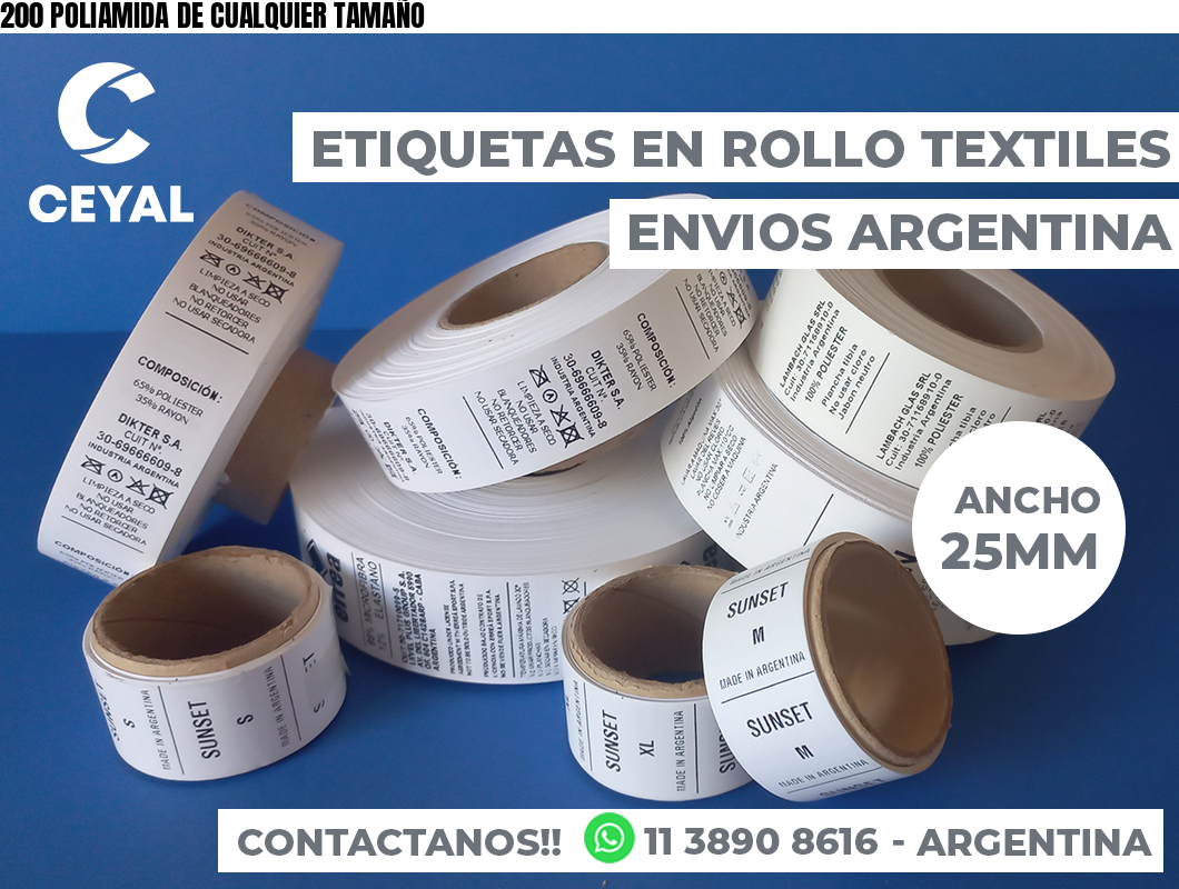 200 POLIAMIDA DE CUALQUIER TAMAÑO