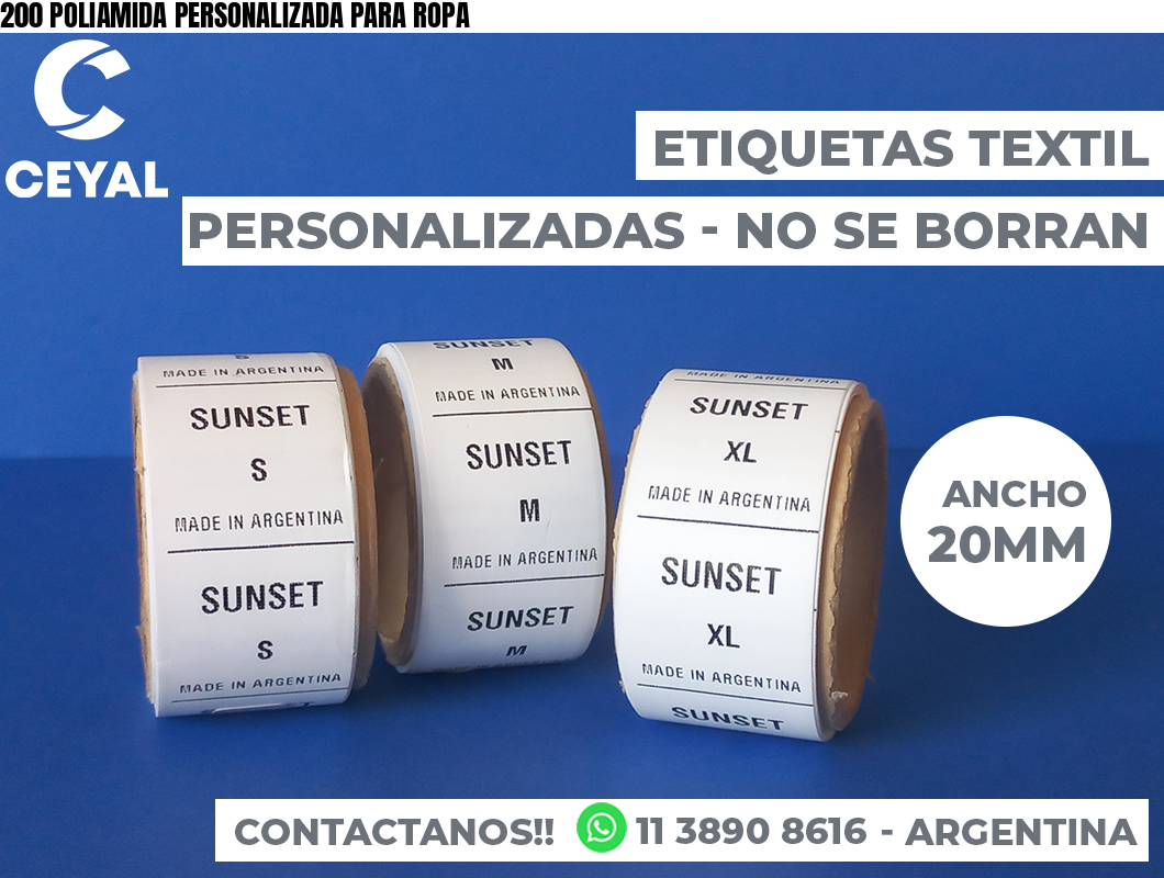 200 POLIAMIDA PERSONALIZADA PARA ROPA