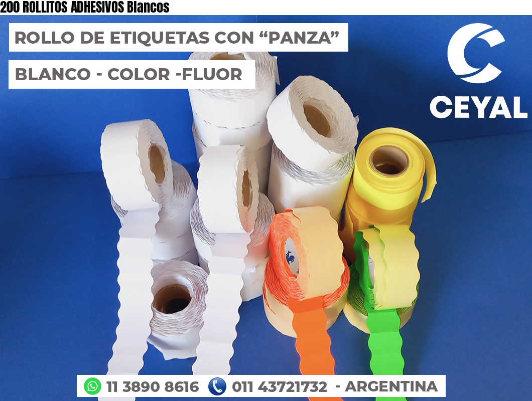 200 ROLLITOS ADHESIVOS Blancos