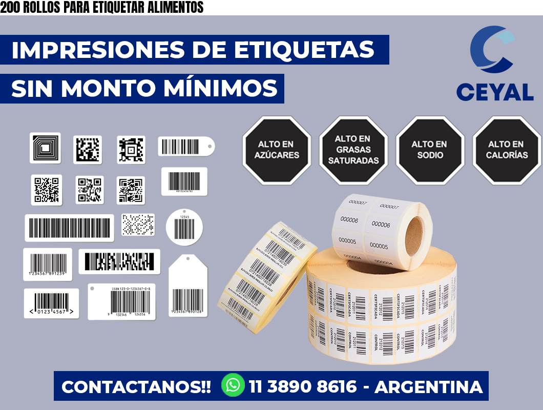 200 ROLLOS PARA ETIQUETAR ALIMENTOS