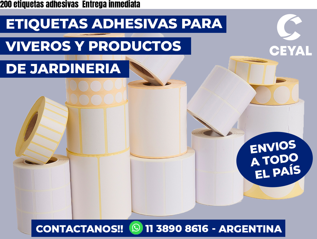200 etiquetas adhesivas  Entrega inmediata