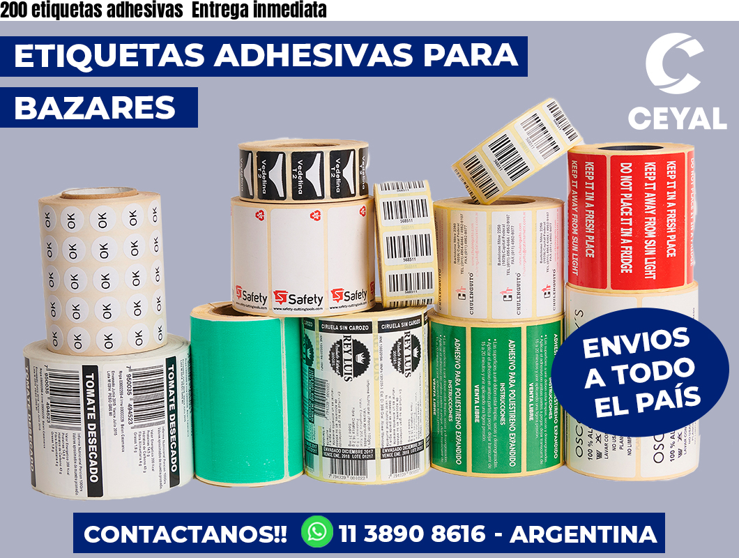 200 etiquetas adhesivas Entrega inmediata