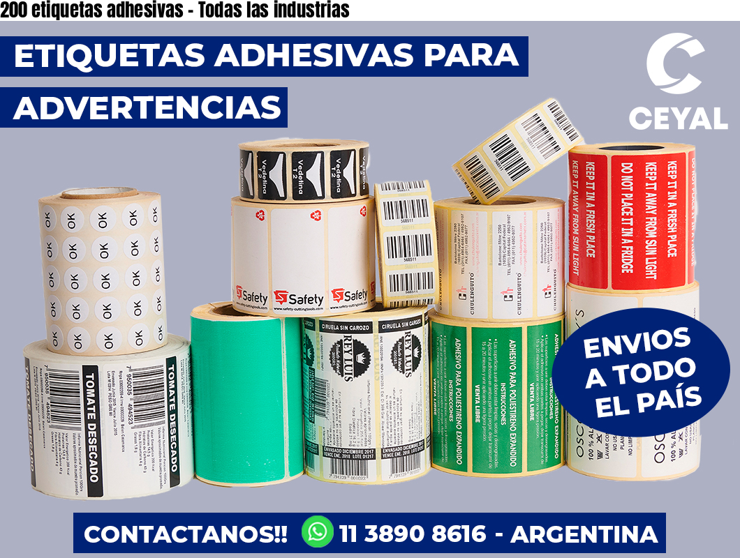 200 etiquetas adhesivas - Todas las industrias