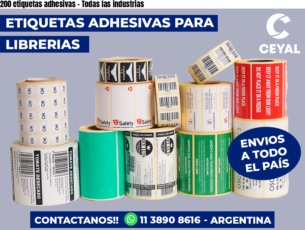 200 etiquetas adhesivas – Todas las industrias
