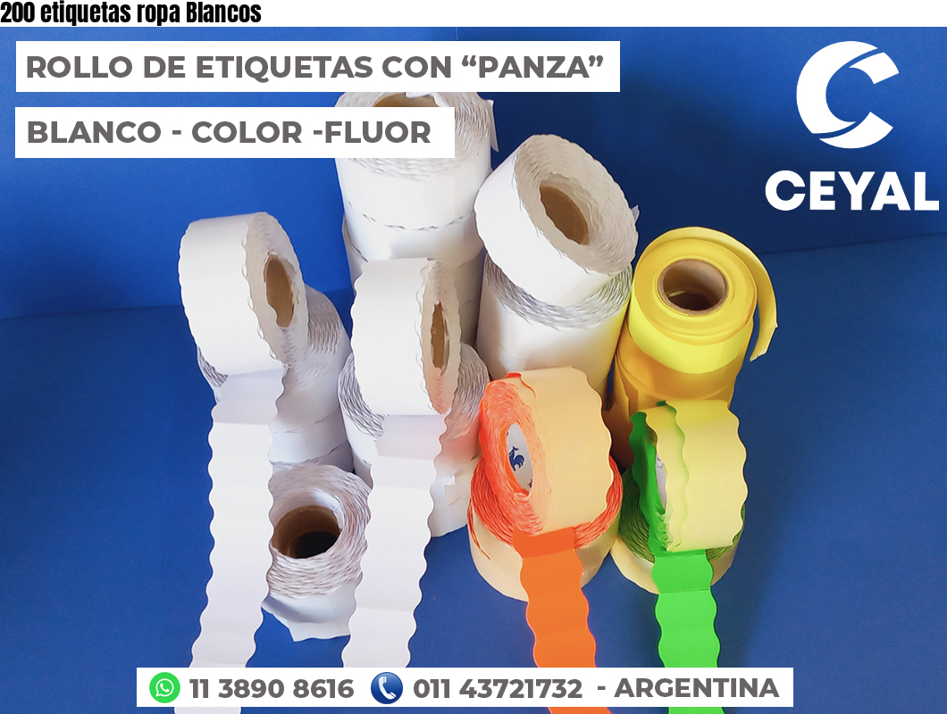 200 etiquetas ropa Blancos