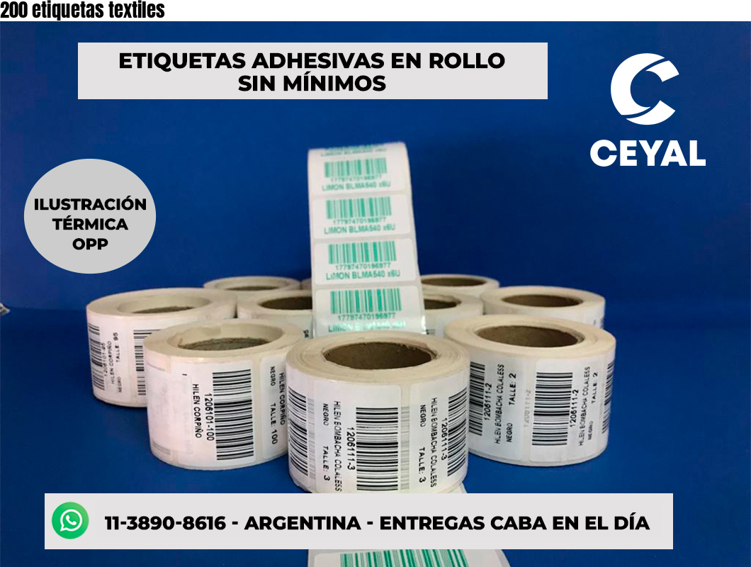 200 etiquetas textiles