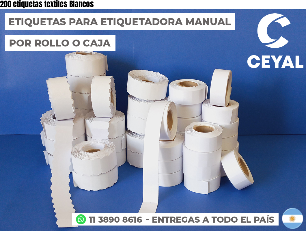 200 etiquetas textiles Blancos