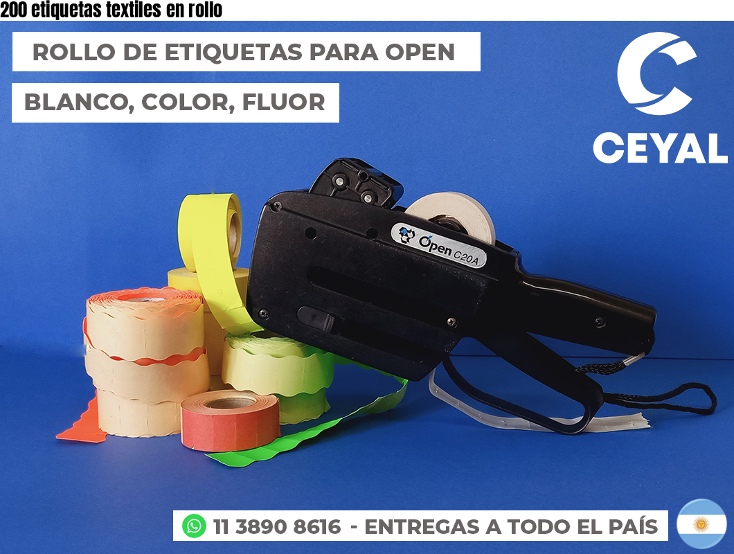 200 etiquetas textiles en rollo