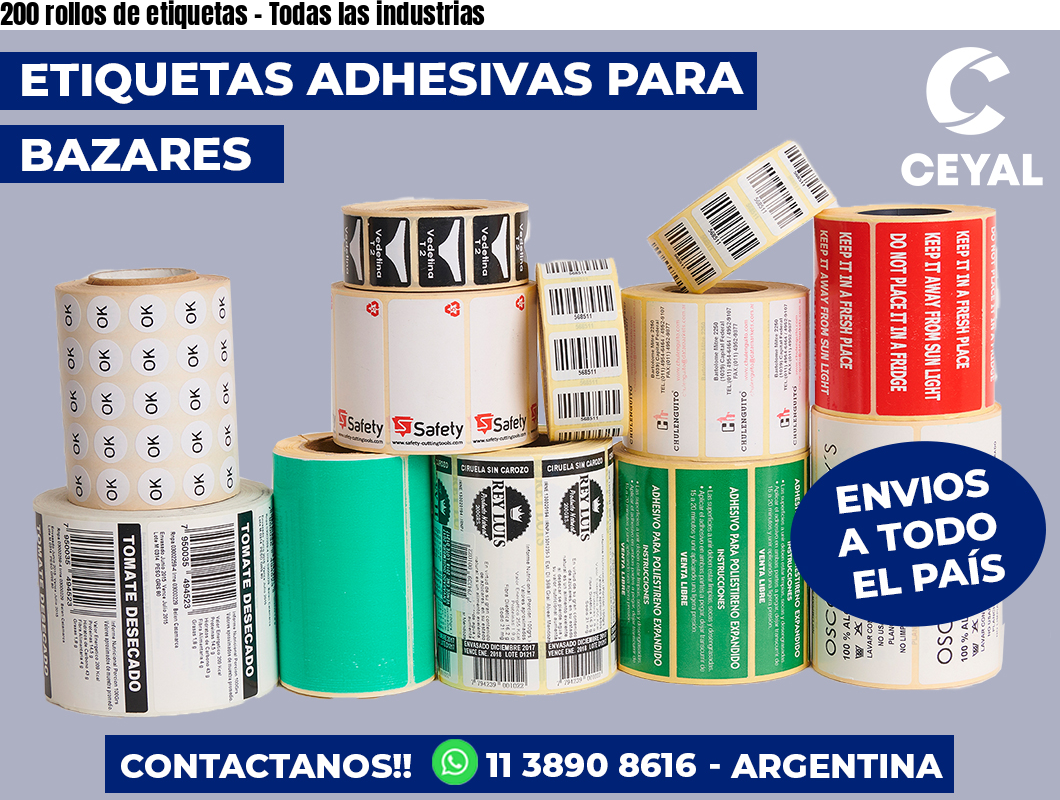 200 rollos de etiquetas - Todas las industrias