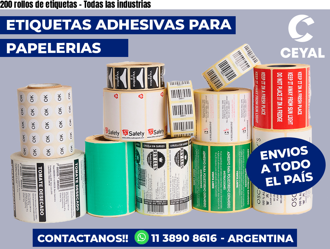 200 rollos de etiquetas - Todas las industrias