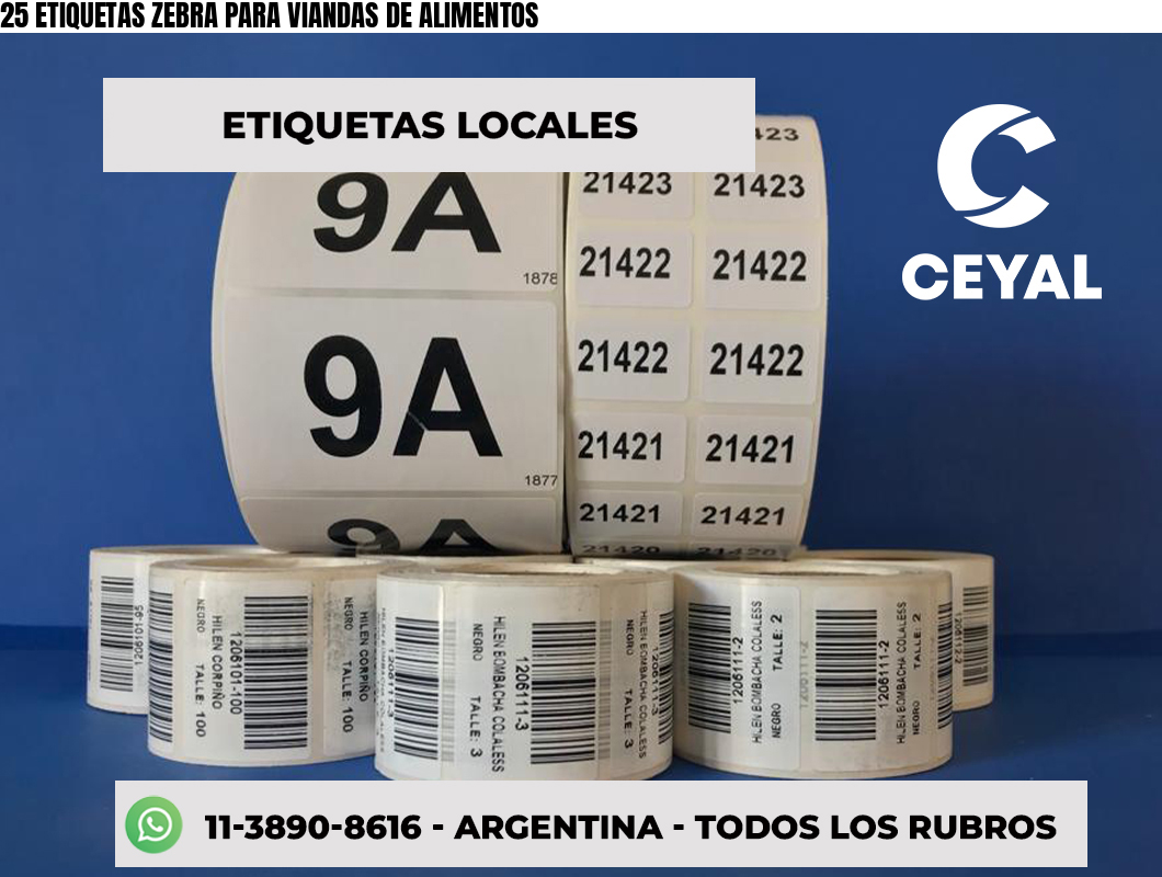 25 ETIQUETAS ZEBRA PARA VIANDAS DE ALIMENTOS