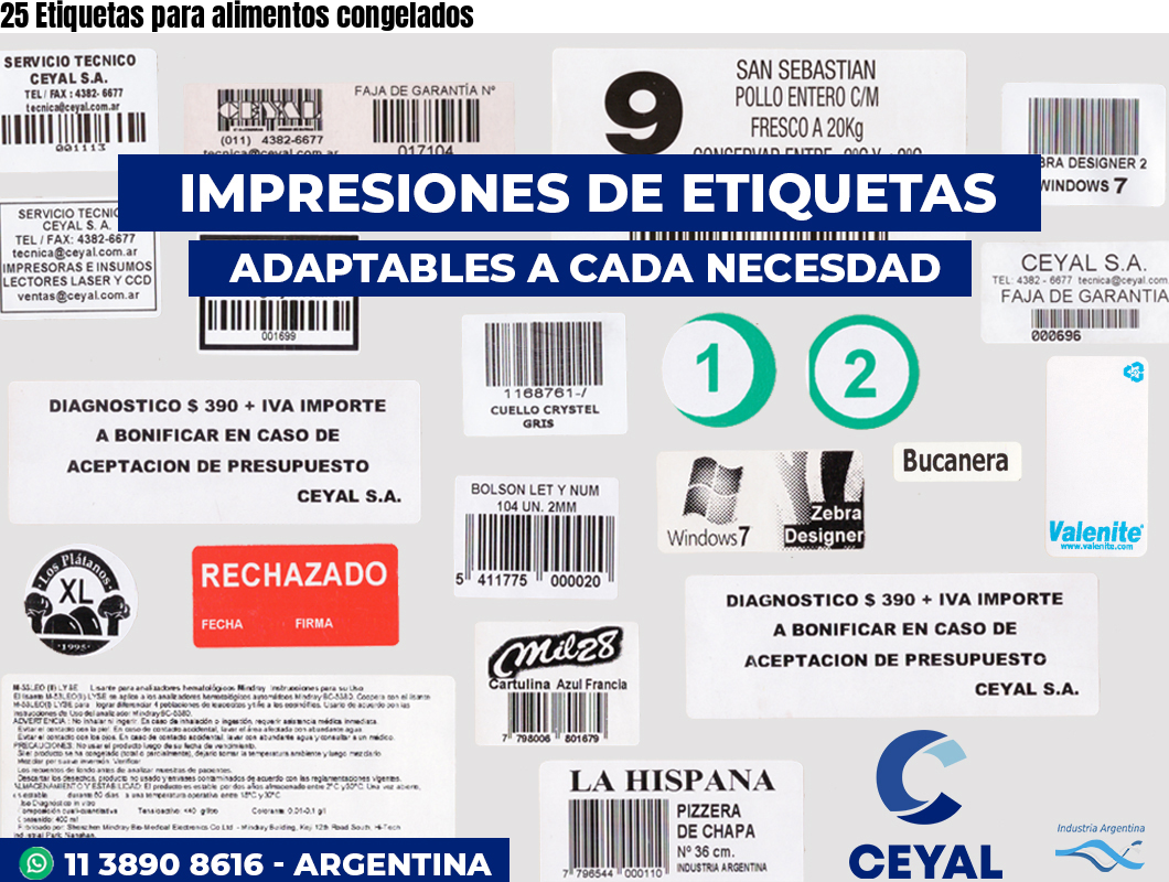 25 Etiquetas para alimentos congelados