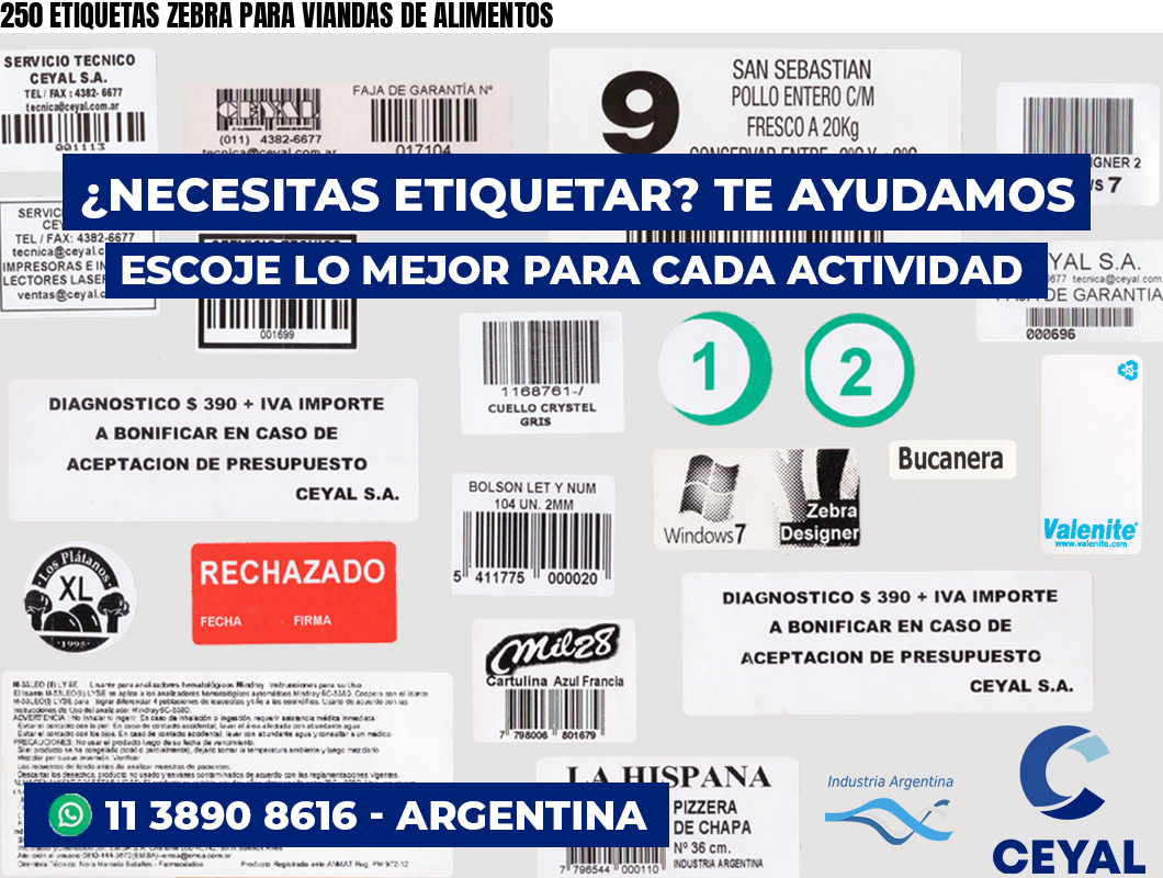 250 ETIQUETAS ZEBRA PARA VIANDAS DE ALIMENTOS