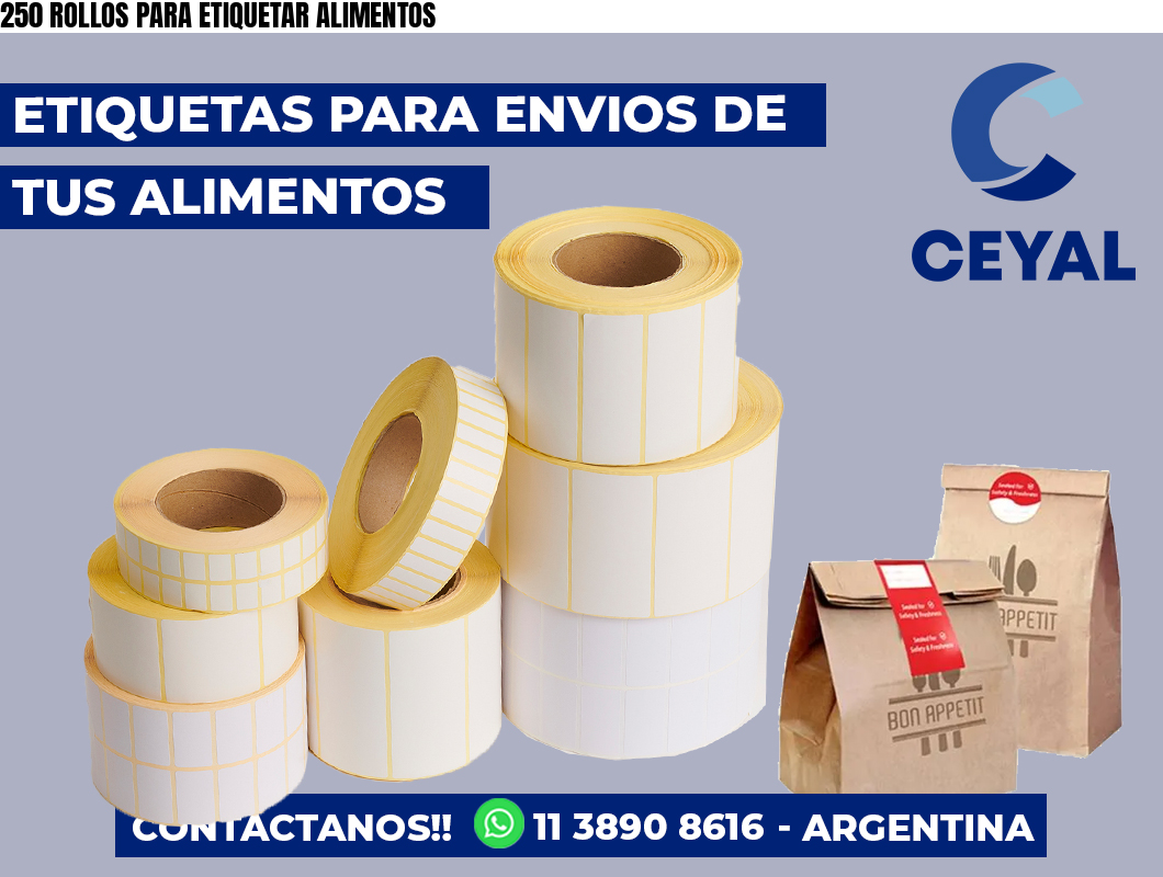 250 ROLLOS PARA ETIQUETAR ALIMENTOS