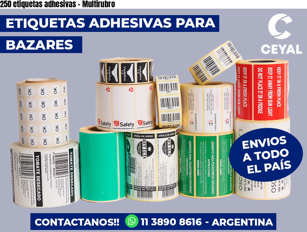 250 etiquetas adhesivas – Multirubro