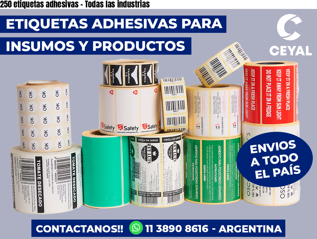250 etiquetas adhesivas – Todas las industrias