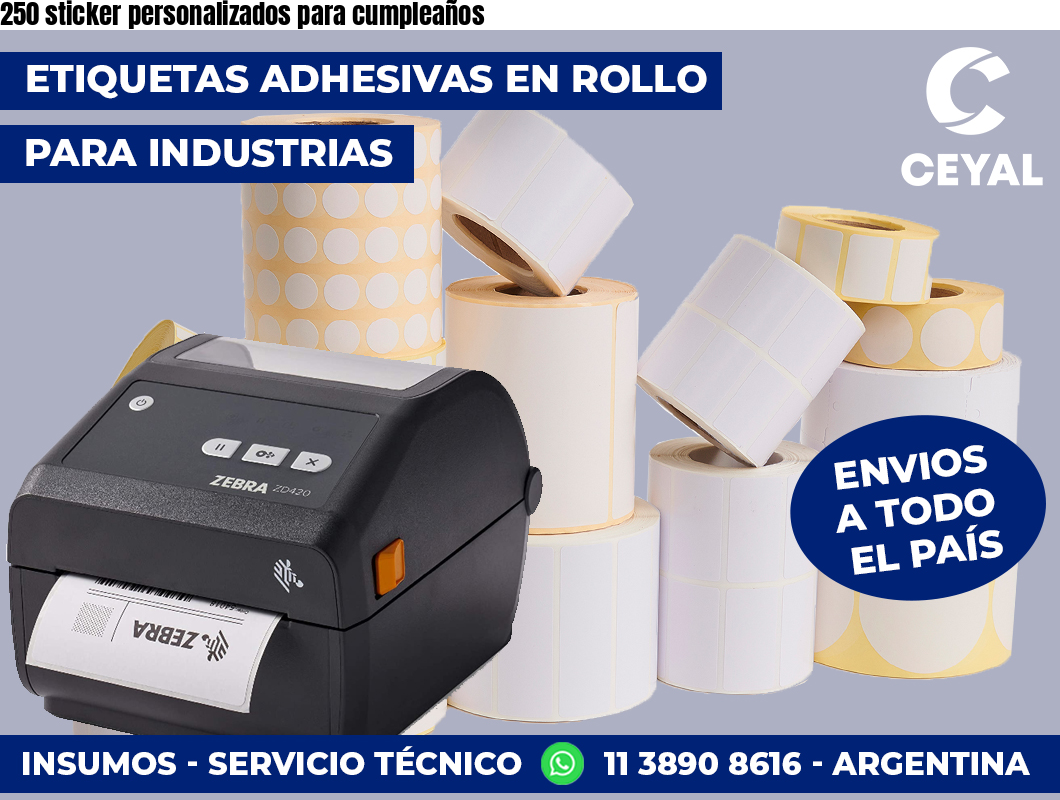250 sticker personalizados para cumpleaños