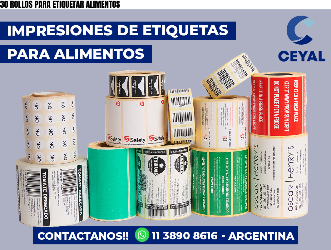 30 ROLLOS PARA ETIQUETAR ALIMENTOS