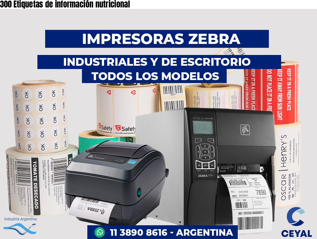 300 Etiquetas de información nutricional