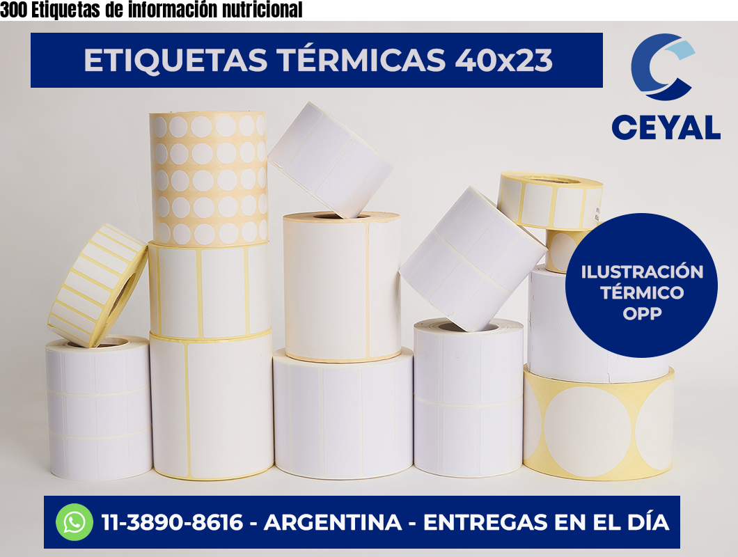 300 Etiquetas de información nutricional