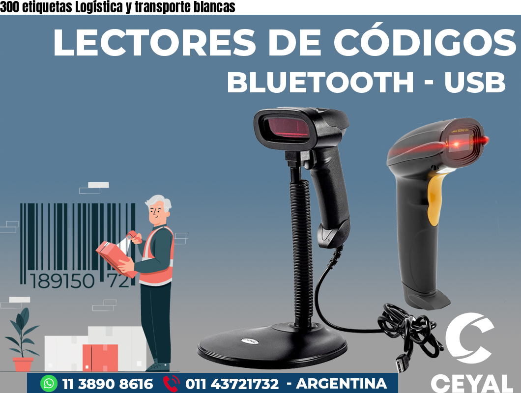 300 etiquetas Logística y transporte blancas