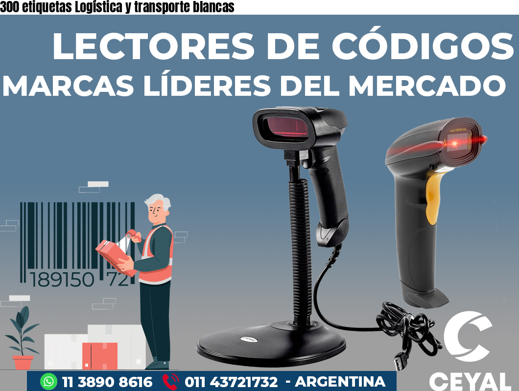 300 etiquetas Logística y transporte blancas