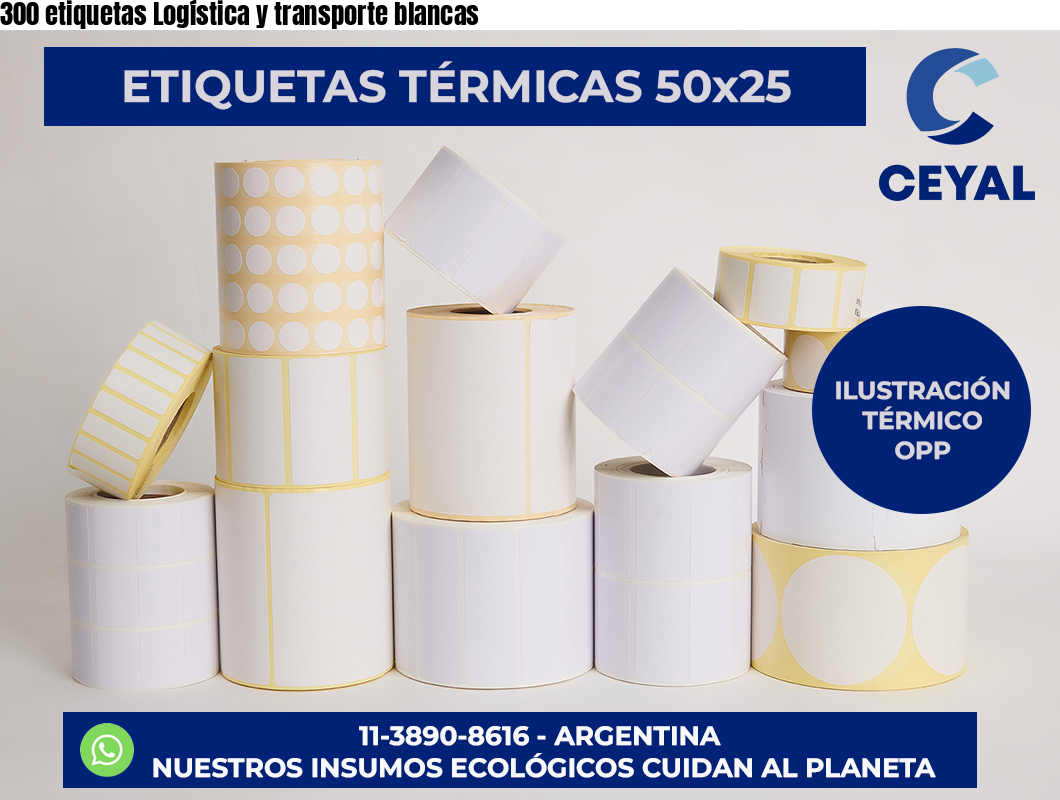 300 etiquetas Logística y transporte blancas