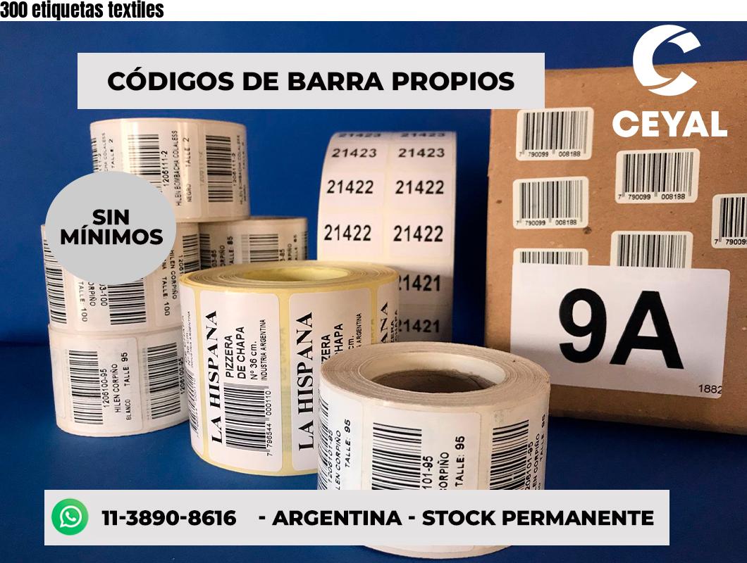 300 etiquetas textiles