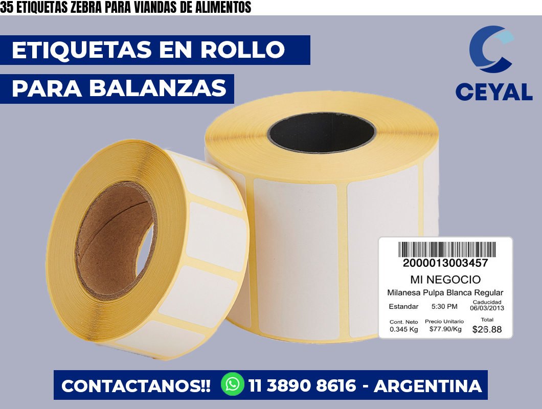35 ETIQUETAS ZEBRA PARA VIANDAS DE ALIMENTOS