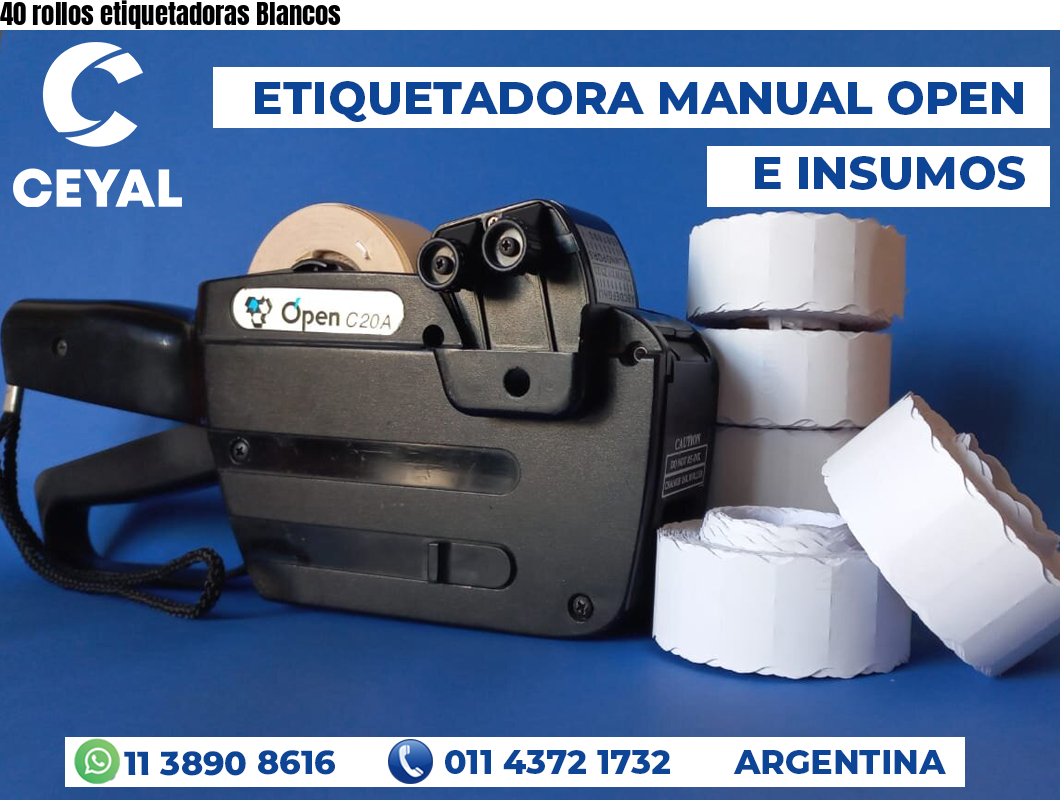 40 rollos etiquetadoras Blancos