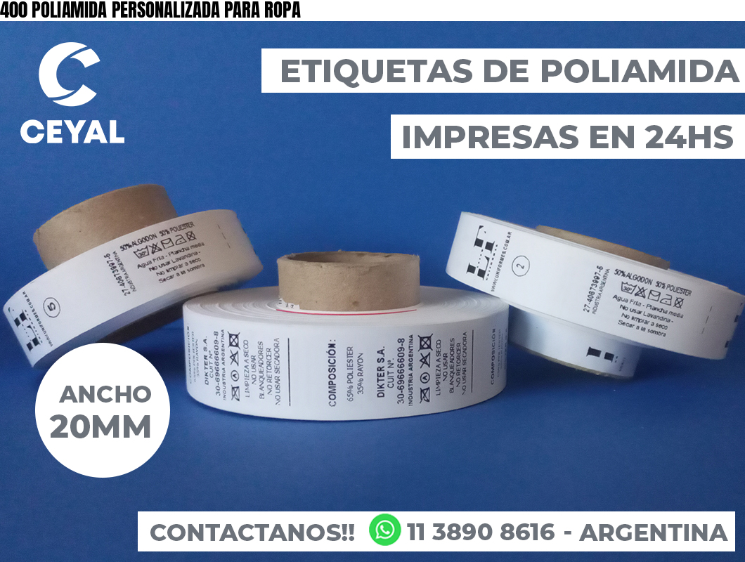400 POLIAMIDA PERSONALIZADA PARA ROPA