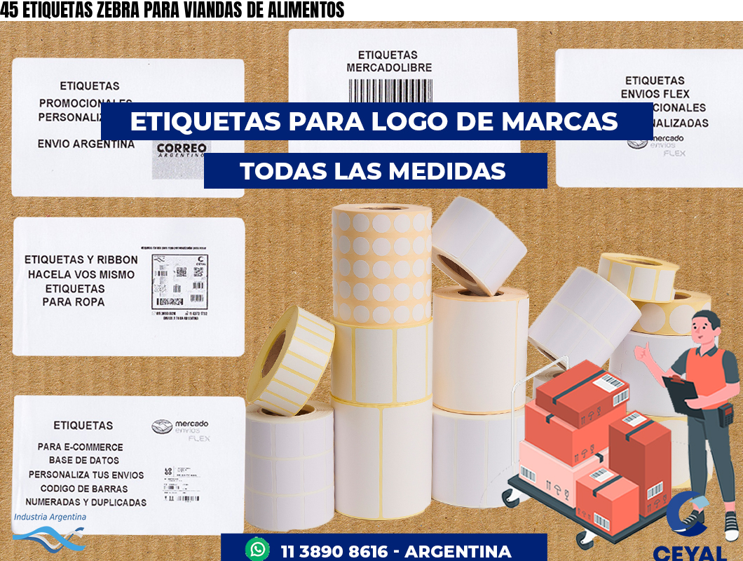 45 ETIQUETAS ZEBRA PARA VIANDAS DE ALIMENTOS