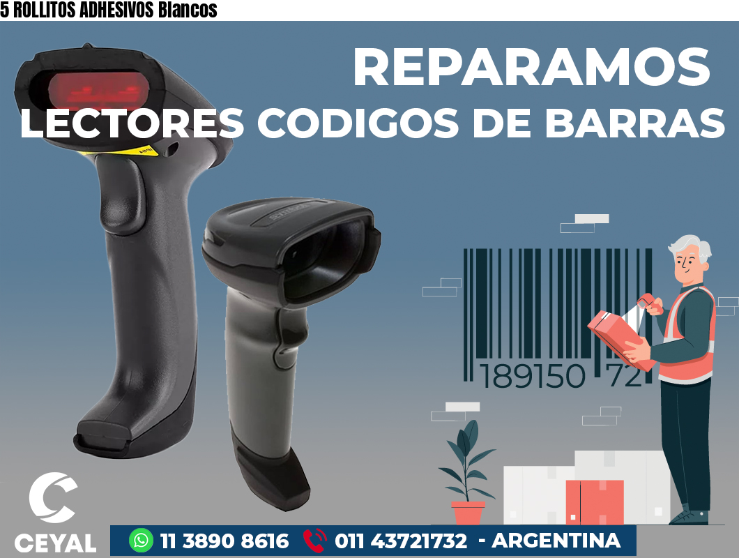 5 ROLLITOS ADHESIVOS Blancos