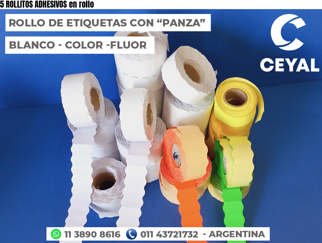 5 ROLLITOS ADHESIVOS en rollo