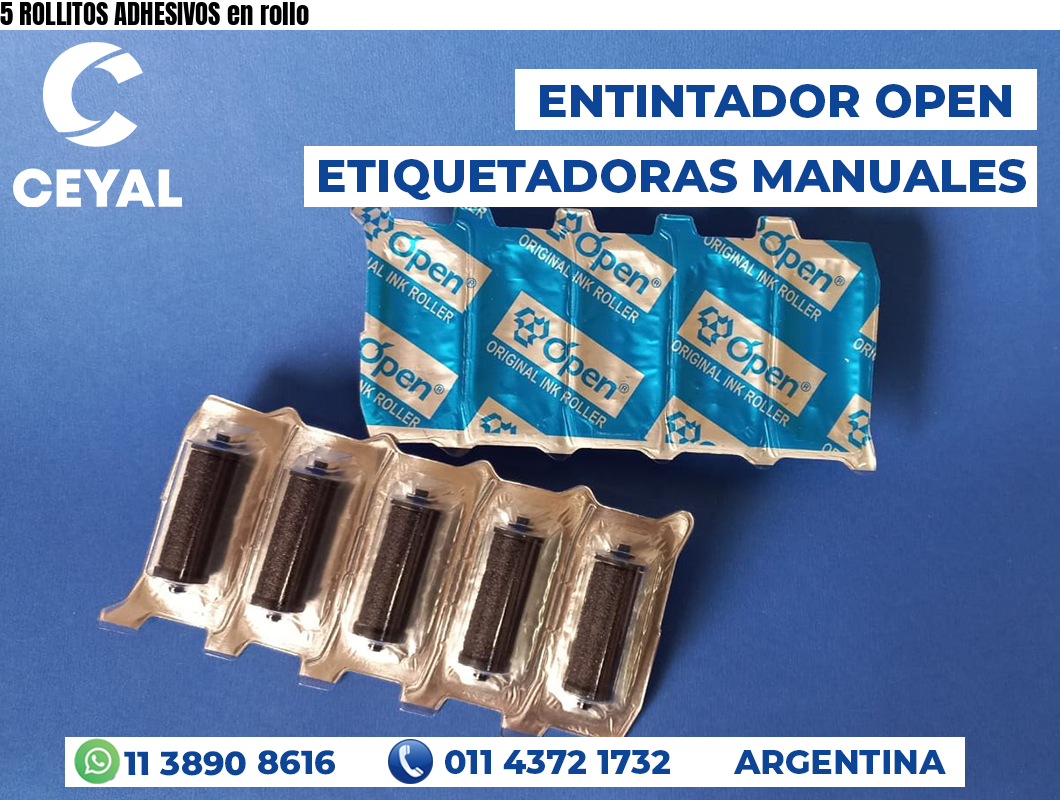 5 ROLLITOS ADHESIVOS en rollo