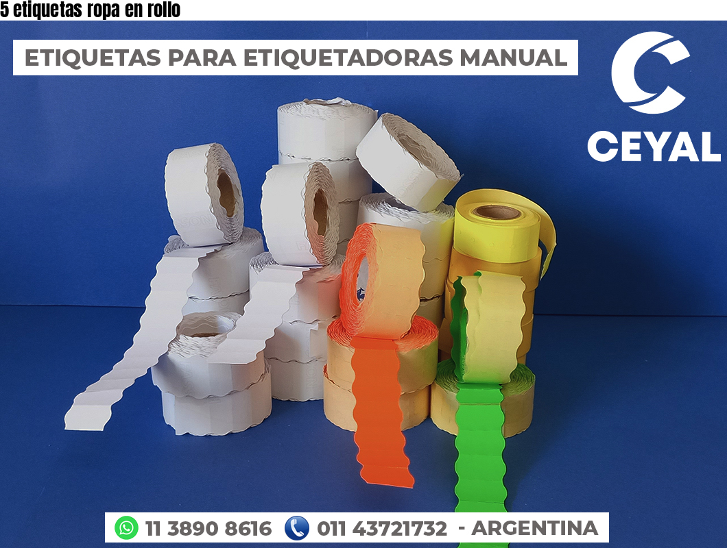 5 etiquetas ropa en rollo