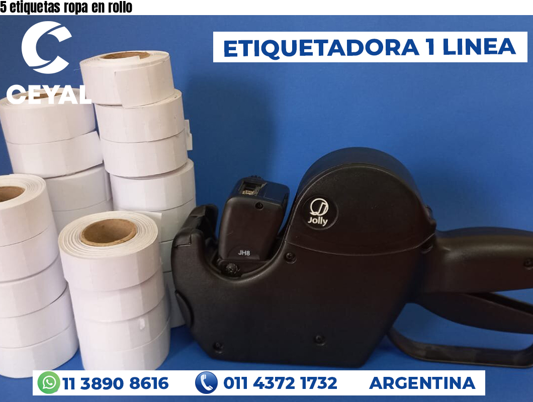 5 etiquetas ropa en rollo