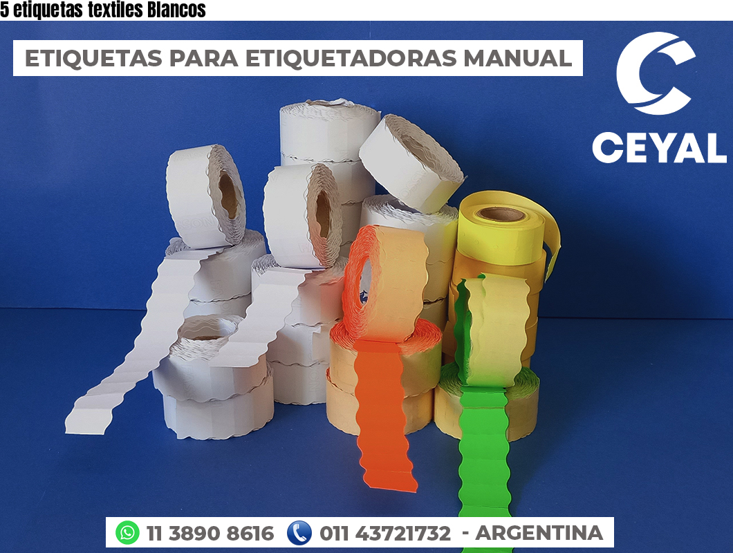 5 etiquetas textiles Blancos