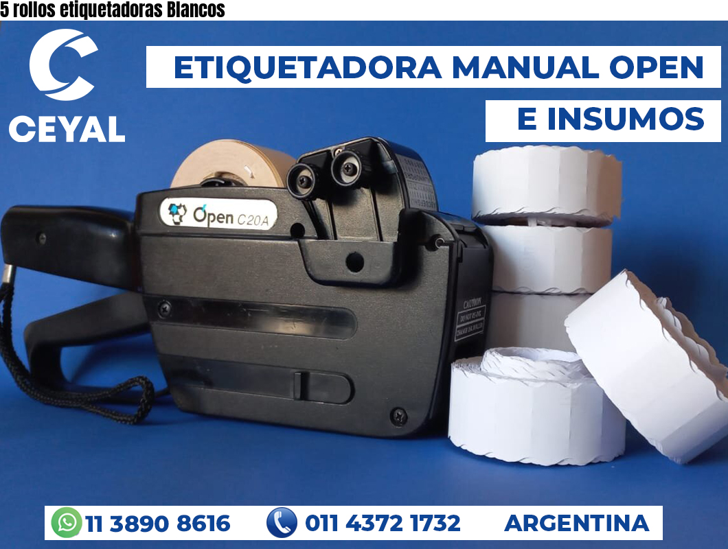 5 rollos etiquetadoras Blancos