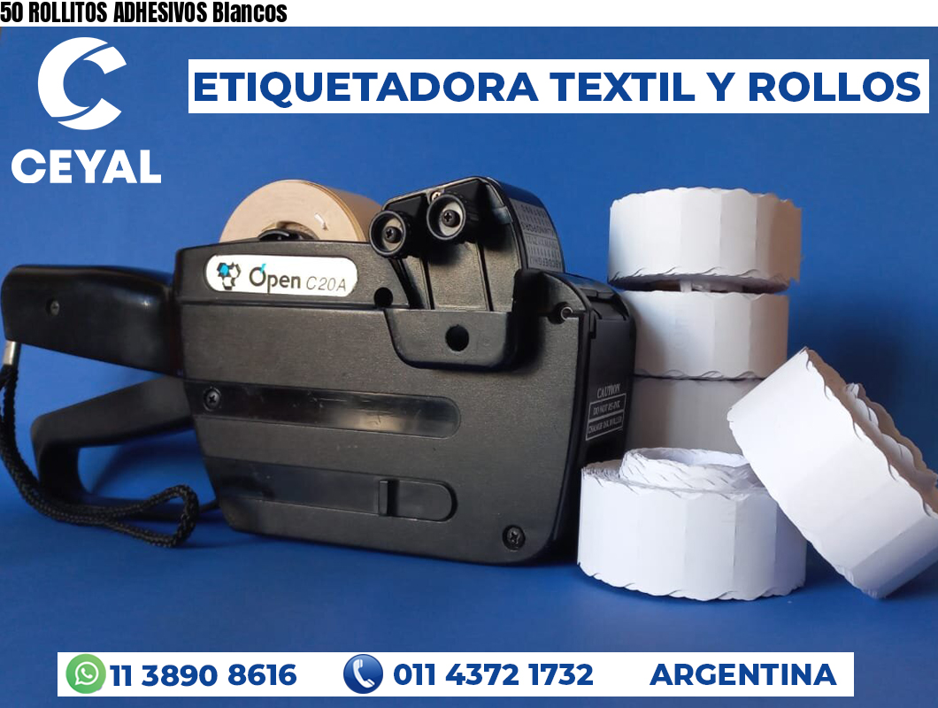 50 ROLLITOS ADHESIVOS Blancos