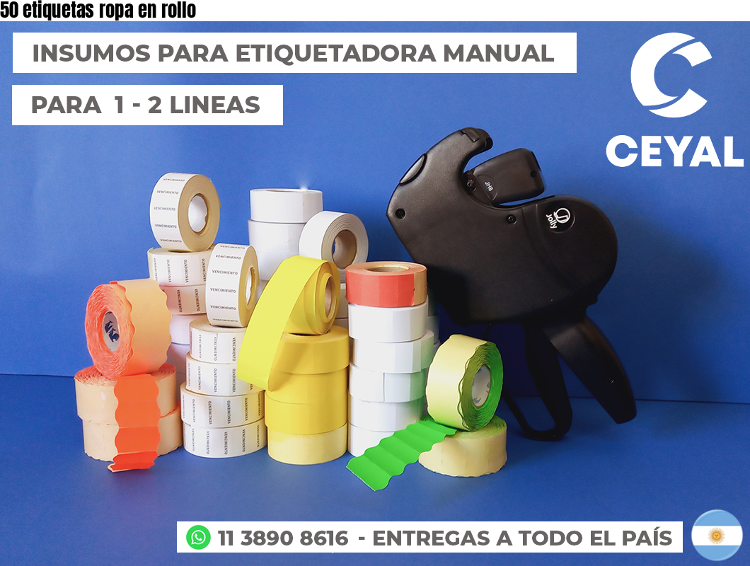 50 etiquetas ropa en rollo