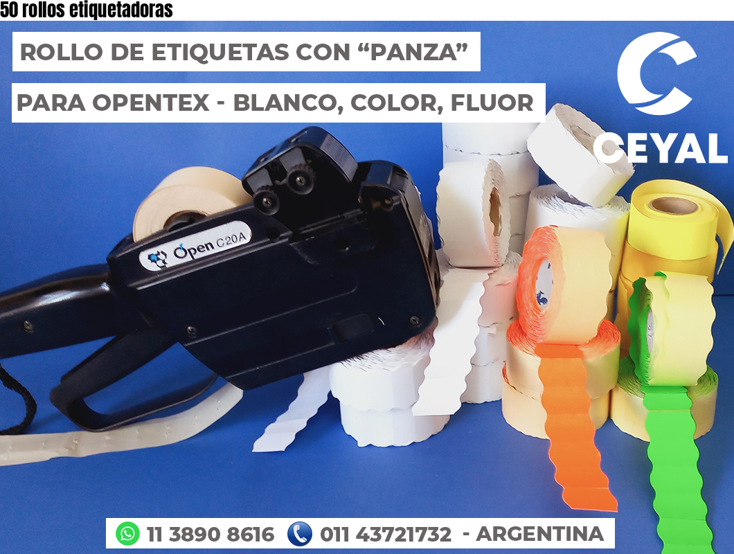 50 rollos etiquetadoras
