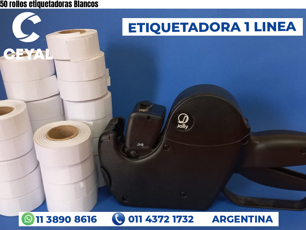 50 rollos etiquetadoras Blancos