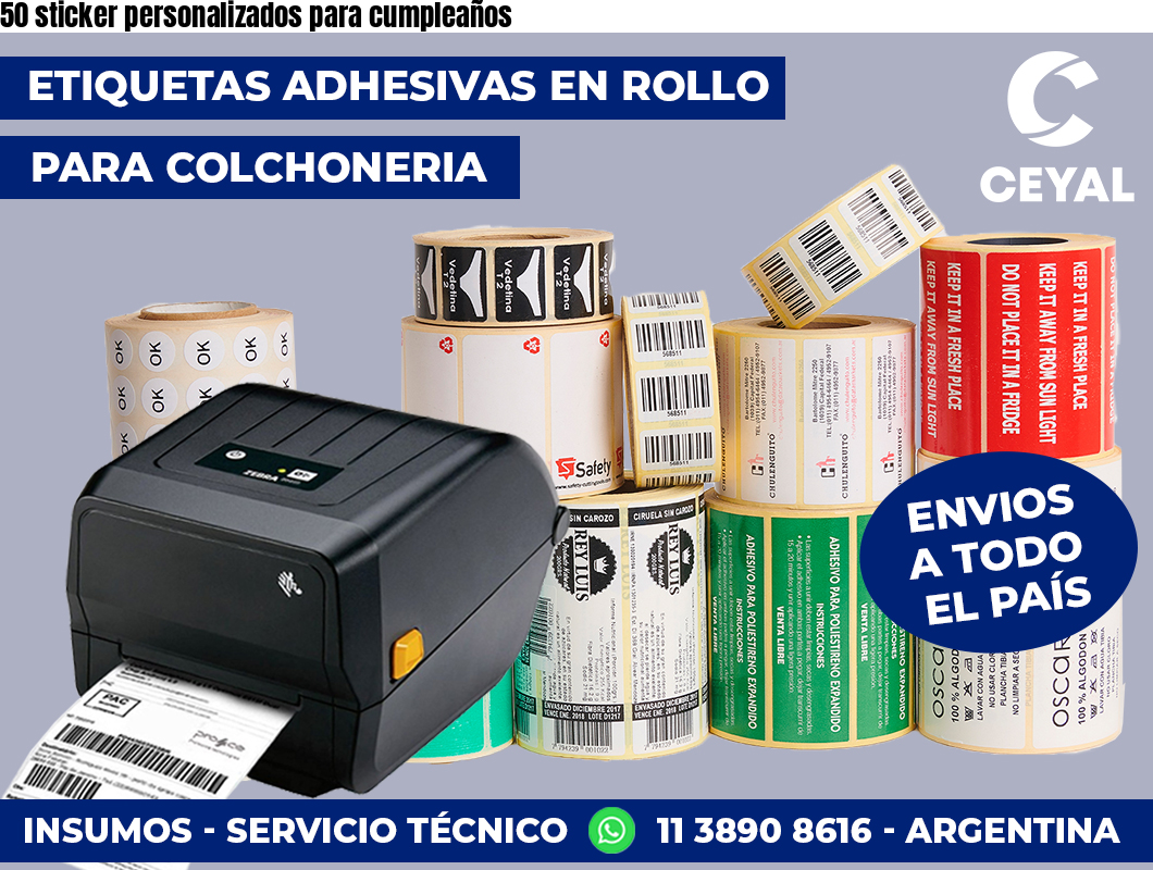50 sticker personalizados para cumpleaños