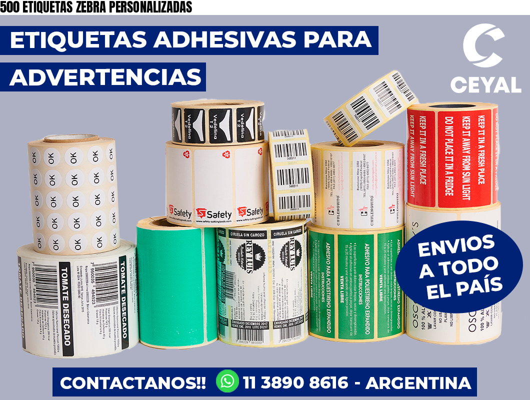 500 ETIQUETAS ZEBRA PERSONALIZADAS