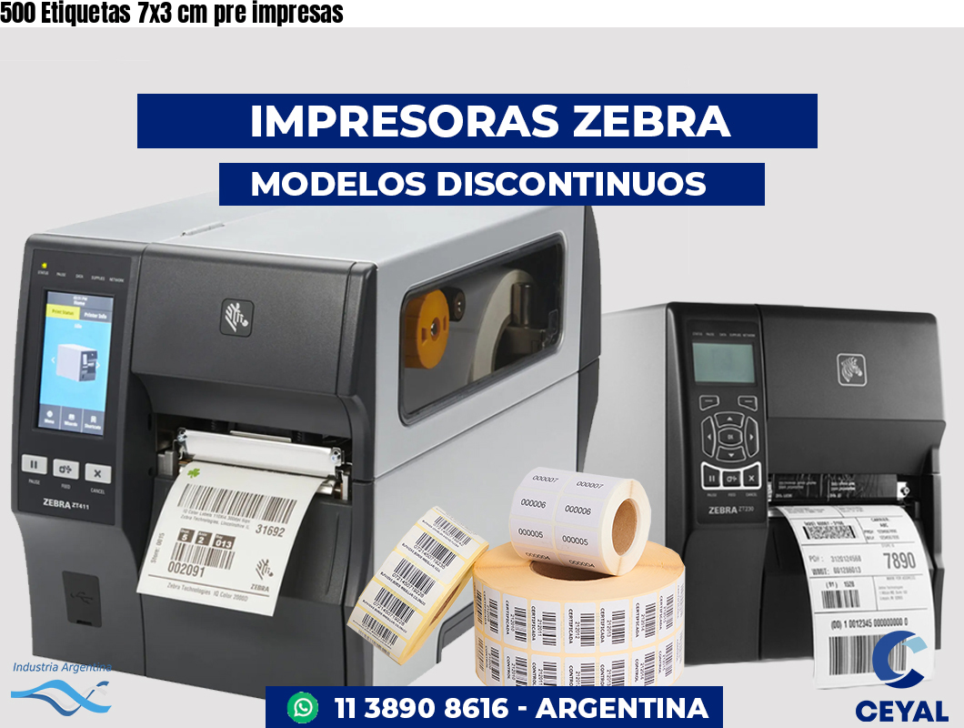 500 Etiquetas 7x3 cm pre impresas