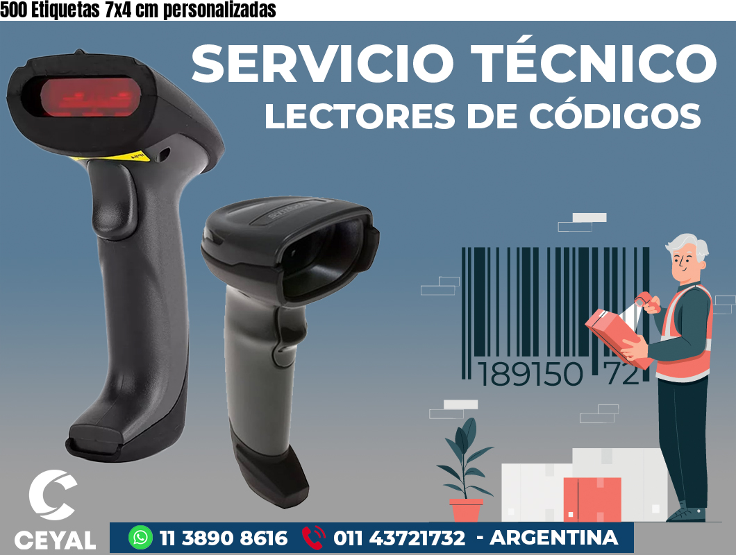 500 Etiquetas 7x4 cm personalizadas