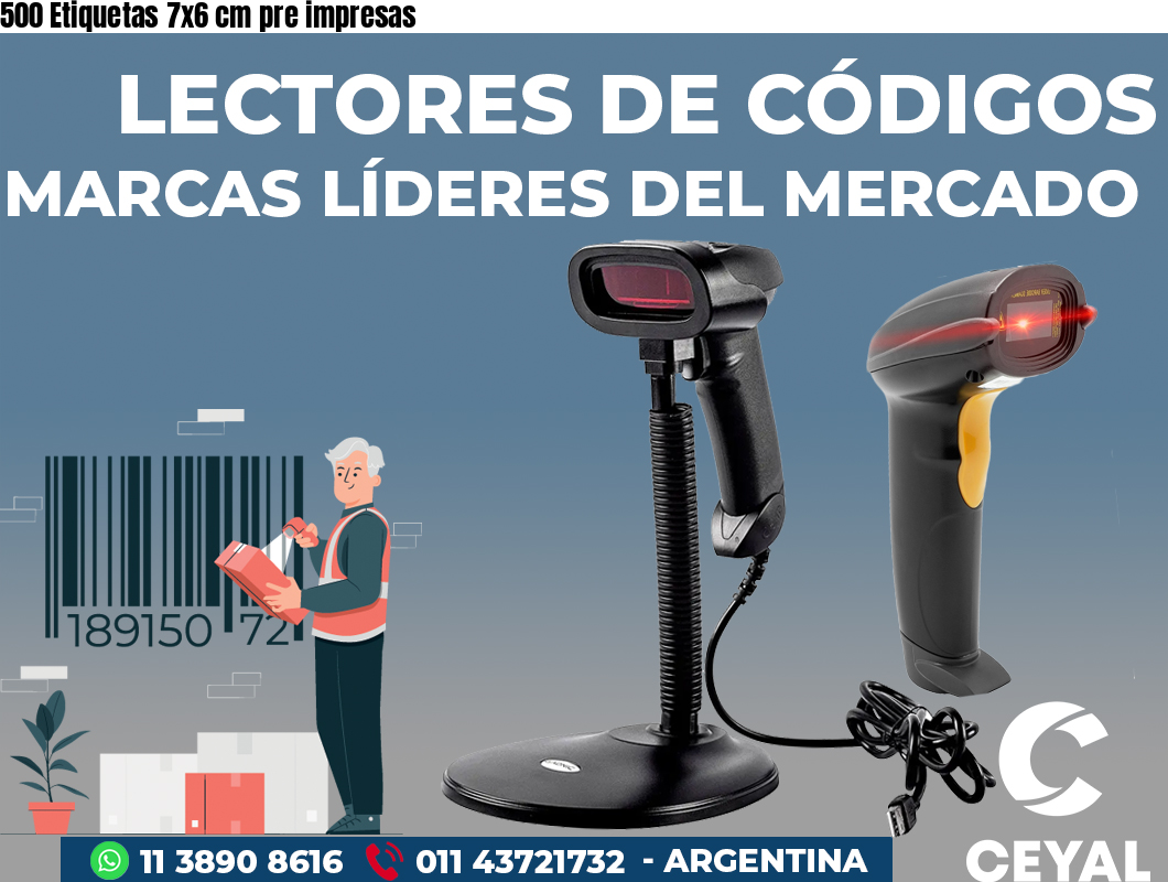 500 Etiquetas 7x6 cm pre impresas