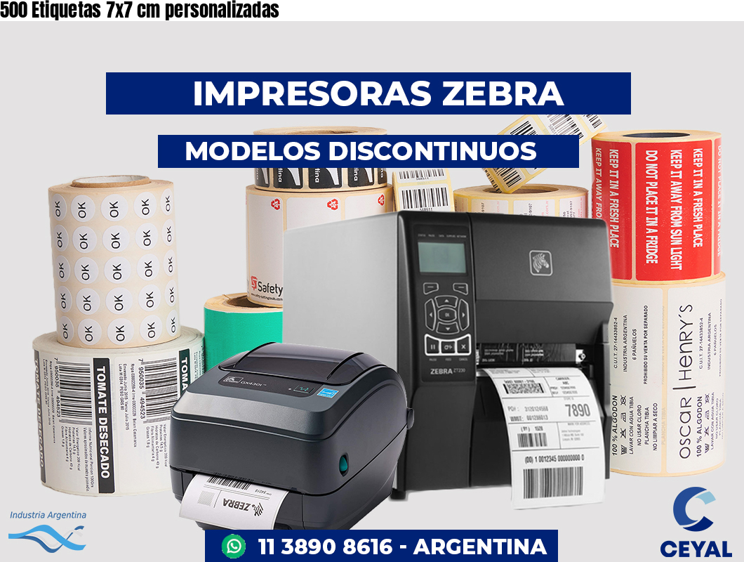 500 Etiquetas 7x7 cm personalizadas