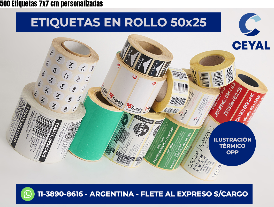 500 Etiquetas 7×7 cm personalizadas